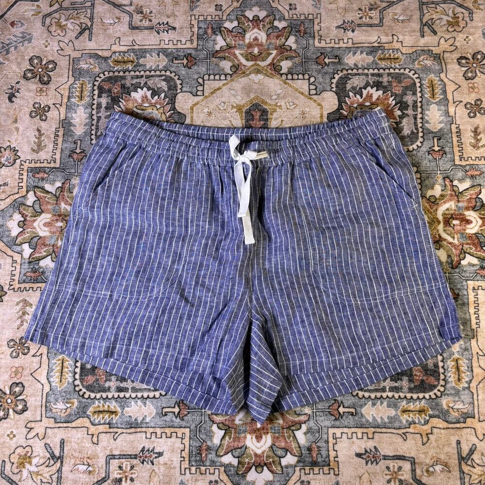 Quince Linen NWT pinstripe blue summer shorts women’s size XL NEW spring comfort